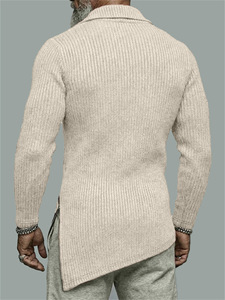 Herren Rippenkragen Polyester Terylene Langarm <span class=keywords><strong>T</strong></span>-Shirt Pflegeleicht für Abendveranstaltungen und Freizeitaktivitäten - Product Image 2