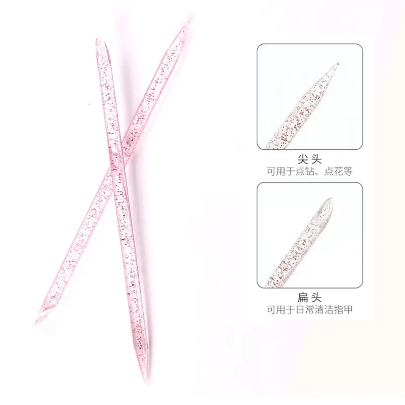 Tszs Nieuwe 50 Stuks Dubbelzijdige Cuticula Pusher Sticks Cuticula Removal Tool Roze Blauw Plastic Nagels Stick Pedicure Zorg Tools