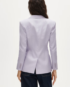 Trajes y Blazers de Lino Lila para Mujer, Cuello Solapa, Corte Entallado, Transpirable, Verano, Formal, Oficina, Estilo Casual Elegante - Product Image 3