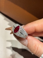 PT950 Ring mit Marquise-Schliff, rotem Rubin, Labor-Edelstein, Diamant-Pavé-Band, Halo-Verlobungs- und Hochzeitsschmuck für Frauen, nur hochwertige Qualität