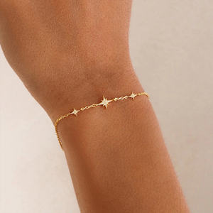18K Gold Plated 925 Sterling Silver Large Small <b>Star</b> Bracelet with Sparkling Zircon Charm for Women Girls <b>Gift</b> - Product Image 5