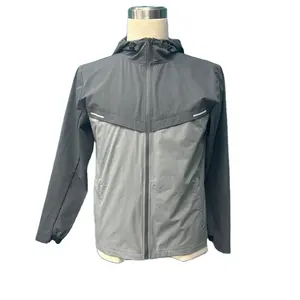 Hot Sale Custom Logo Wholesale 100%Polyester Full Zipper Color Block Sports Men's Jackets With Hood