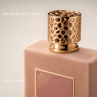 Flacon de parfum vide personnalisé 100 ml avec bouchon or rose, flacon carré en verre finition velours, vente en gros, flacon pulvérisateur rechargeable