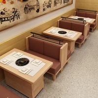 Ensemble table et chaises de restaurant XZY contemporain pour hôtel commercial, avec cuisinière à induction pour hot pot, cadre en bois, banquette 4 places
