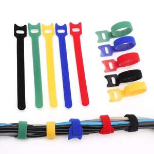 カスタムロゴフックとループファスナーテープ環境に優しいナイロン66 100mm 150mm長さ再利用可能ケーブルはベルクロをネクタイ - Product Image 1