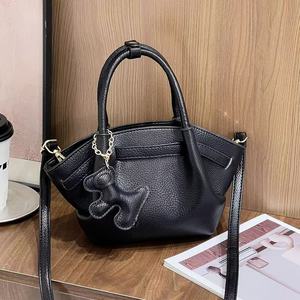 <b>Women</b> Light Khaki Mini Top Handle <b>Handbag</b> Cute Puppy Charm <b>Small</b> Bucket Bag Detachable Crossbody Strap Casual Daily Purse - Product Image 4