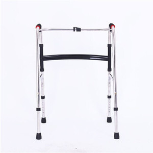 Andador de cuatro patas con ruedas para personas mayores y pacientes hemipléjicos, diseño plegable de acero inoxidable - Product Image 4