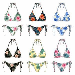 Custom Women Triangle Mini Circle <b>Bikini</b> Two Piece Halter Swimsuit New Design Female Bathing Suit With O-ring Beach Wear - Product Image 2