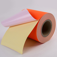 Papier autocollant orange fluorescent, adhésif thermofusible, doublure jaune PEK 80 g/m² pour étiquettes d'avertissement industrielles