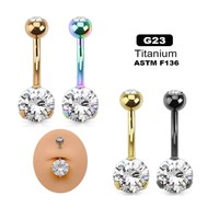 Xinfocus Anneau de nombril en titane 14G, piercing de nombril en acier inoxydable, bijoux de corps tendance pour femmes et hommes, piercing en titane G23