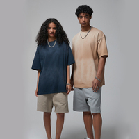 T-shirts 100% Coton 250 GSM Noir Délavé à l'Acide Respirant Uni Oversize Personnalisable Streetwear Logo Homme