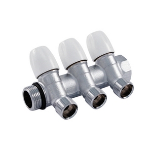Collettore di Distribuzione con Rubinetti di Arresto a 3 Vie 3/4 Pollici 1/2x16 per Tubi Idraulici - Product Image 1