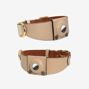 Collar <span class=keywords><strong>de</strong></span> perro <span class=keywords><strong>de</strong></span> cuero genuino económico personalizado 2025 con estilo <span class=keywords><strong>de</strong></span> lujo y hebilla compatible con <span class=keywords><strong>Airtag</strong></span> - Product Image 4