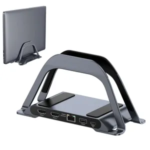 Estación de acoplamiento USB C con soporte vertical Extend 2 Monitor 100W PD USB Hub para Dell/Hp/Surface/Lenovo Windows Laptop