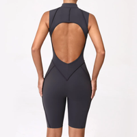 Mono de Yoga para Mujer, Compresión, Sin Mangas, Elástico, Mallas de Fitness de Secado Rápido, Transpirable, Diseño con Cremallera Trasera, Mallas Deportivas