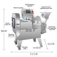 Multifunctionele automatische snijmachine, commerciële elektrische aardappel-, wortel- en gembersnijder, groentesnijder, dubbele uitvoering