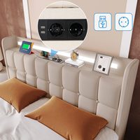 Lit Double Moderne avec Éclairage LED, Lit Coffre pour Deux Personnes
