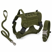 Nouvelle ceinture de sécurité tactique pour chien de grande taille - Ensemble 3 pièces avec gilet MOLLE, collier et laisse élastique anti-traction réglable et robuste