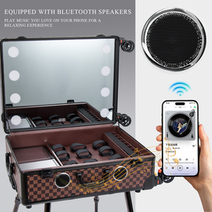 KONCAI Factory Direct Luxury LED Mirror Audio <b>Cosmetic</b> Makeup Suitcase Commercial Trolley Roller Storage Beautiful Makeup <b>Case</b> - Product Image 1