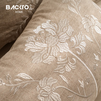 Housse de coussin de canapé brodée en lin texturé taie d'oreiller décorative pour salon fournitures d'hôtel