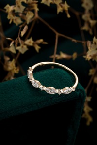 Stylish <b>14K</b> Solid White <b>Gold</b> 0.46ct Marquise Cut Lab Grown Diamond <b>Ring</b> | Marquise Cut Lab Created Diamond Wedding Band <b>Ring</b> - Product Image 4