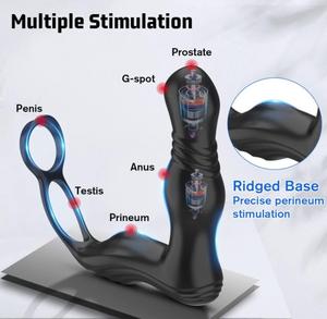 ODM OEM Adult Sexspielzeug Hochwertige Silikon Butt Anal Play Vib rating Thrust ing Cock Ring Plug Vibrator - Product Image 5