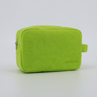 Sacs cosmétiques éponge de plage personnalisés pochette cosmétique brodée en tissu éponge sac de maquillage doux avec poignée