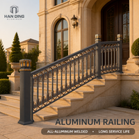 Système de balustrade en aluminium écologique résistant aux UV, alliage 6063, thermolaqué, avec balustrade en verre pour villa
