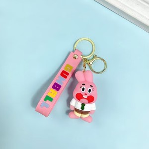Porte-clés Personnage Animal de Dessin Animé 3D en Silicone Souple avec Lettre Colorée, Dragonne en <span class=keywords><strong>Caoutchouc</strong></span>, Fermoir Mousqueton Doré pour Sac et Clés - Product Image 6