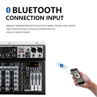 Console de mixage audio professionnelle 6 canaux en métal pour DJ, enregistrement, mini console de mixage audio avec effets DSP pour diffusion en direct et karaoké