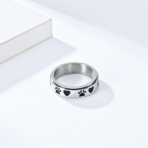 Stainless Steel Band <b>Ring</b> for Engraving Dog <b>Cat</b> Paw Cute Animal Fingerring Stress Relieving Anxiety <b>Ring</b> Wedding Promise <b>Rings</b> - Product Image 1
