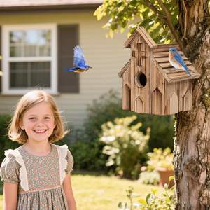 Katı ahşap <span class=keywords><strong>Hummingbird</strong></span> kuş yuva süs düğmesi sınır ötesi kırsal açık bahçe asılı dekorasyon Villa tarzı mobilya kuş - Product Image 3