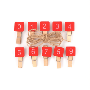 Ilan Mollette in Legno da 3,5 Cm con Numeri Rossi e Spago di Juta, Confezione da 10 Pezzi - Product Image 2