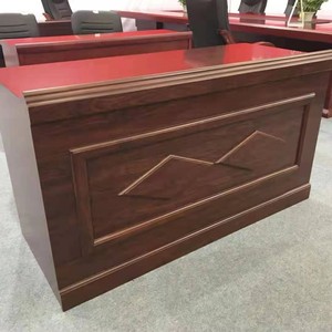 <b>Solid</b> <b>Wood</b> Veneer Executive <b>Desk</b> With Storage Cabinet Office Furniture Conference Room Use Customizable Design - Product Image 4