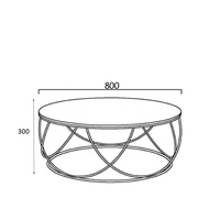 Dia 80 table basse ronde en verre noir avec base en fer