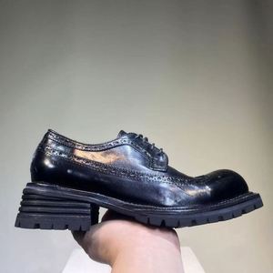 Zapatos de Hombre de Cuero para Invierno, Estilo Casual de Negocios, con Cordones, Suela Gruesa, Tacón Elevado, Patrón Grabado, Transpirables, Altura hasta el Tobillo - Product Image 4
