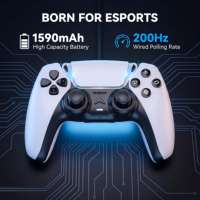 Manette de jeu sans fil Mooden P585 pour P5/PC/iOS/Android, double vibration, gâchettes adaptatives, pavé tactile, éclairage RGB, manette de jeu