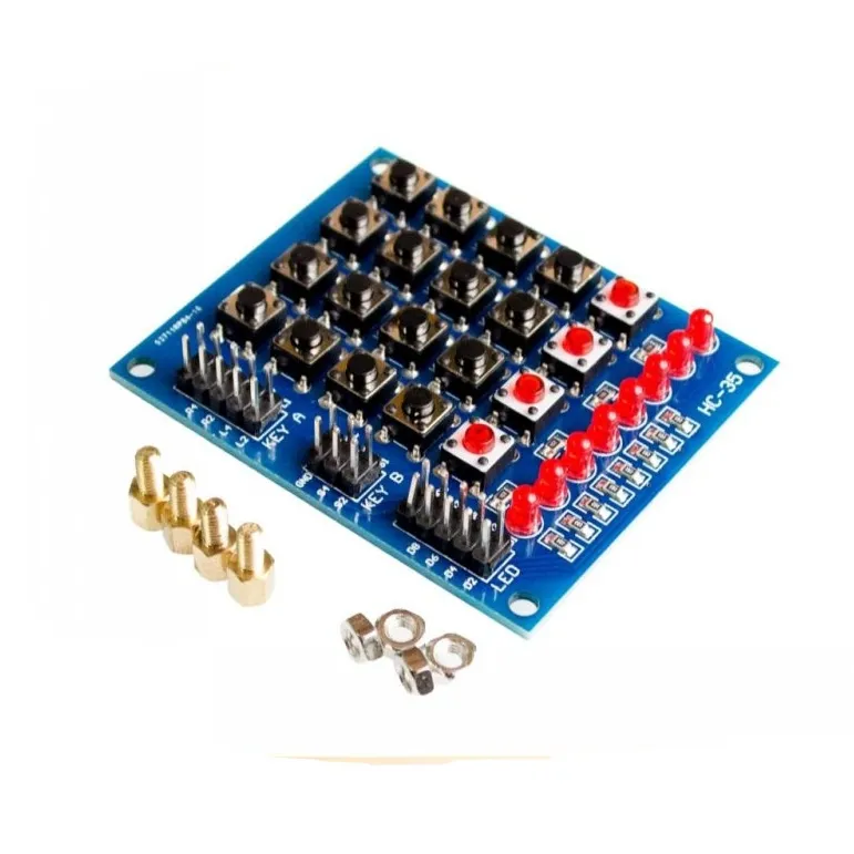 4*4 Matrix Array/Matrix Keyboard Teclado de interruptor de membrana de 16 teclas + 4 teclados separados + 8 LED separados