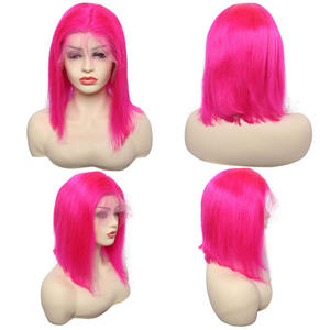 <span class=keywords><strong>Perruque</strong></span> courte <span class=keywords><strong>rose</strong></span> <span class=keywords><strong>fluo</strong></span> en dentelle frontale, pré-épilée, en cheveux humains, avec ligne de cheveux naturelle, pour femmes, usage quotidien, fête, cosplay - Product Image 5