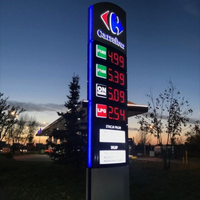 Équipement publicitaire extérieur : Totem lumineux personnalisé pour station-service, affichage de logo sur poteau, signalisation routière