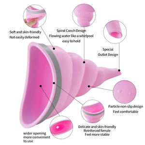 <span class=keywords><strong>Urinoir</strong></span> féminin portable pliable en forme de <span class=keywords><strong>conque</strong></span> pour les femmes tasse de pipi de voyage en entonnoir pour les femmes debout pour faire pipi avec sac de rangement étanche - Product Image 1