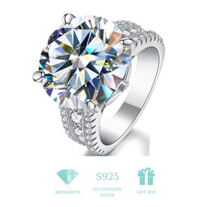 Anello in Argento 925 con Diamante Moissanite Taglio Brillante da 10 Carati Colore D per Donna, Gioiello Raffinato per <span class=keywords><strong>Matrimonio</strong></span> - Product Image 2