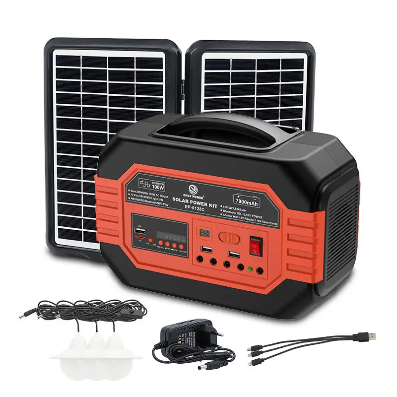 100W Solar Energy Power Station with Light Inverter AC 220V Portable Solar Generators For Outdoor Camping