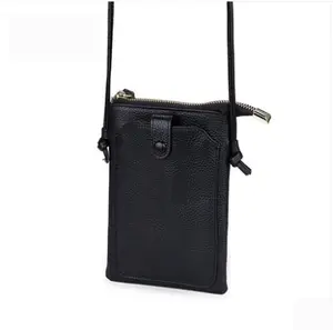 custom genuine leather crossbody shoulder bags cell phone /wallet vertical version messenger bags