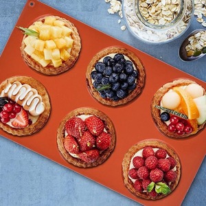 Moules à muffins en silicone Moules à oeufs pour la cuisson Moule rond en silicone pour muffins Œufs Tartes Pain de maïs 6 cavités Moule à tarte Whoopie - Product Image 1