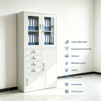 Archivador Metálico Desmontable al por Mayor para Fabricantes, Gabinete de Almacenamiento de Oficina con Puerta de Vidrio y Cerradura para Escuelas y Empresas