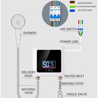 Chauffe-eau électrique instantané sans réservoir 7500W à température réglable pour cuisine, salle de bain et douche, chauffage rapide, prise EU