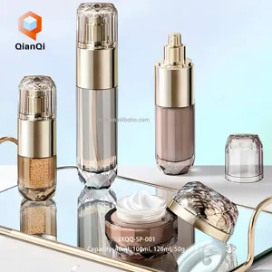Conjunto de embalagens luxuosas de creme de loção para a pele, ouro 40ml, 50ml, 100ml e 120ml, conjunto de frascos de vidro vazios para embalagens de cosméticos