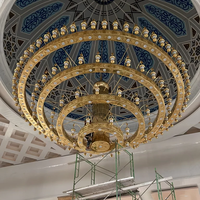 Projet de personnalisation de lustre islamique pour mosquée, grand lustre de luxe en or, éclairage de mosquée, lustre en cristal pour église