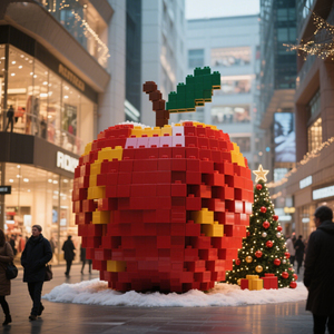 COBLOCKS personalizado ABS + UV Mall decoración, Nochebuena, Navidad tema manzana gigante bloque escultura para exteriores - Product Image 1